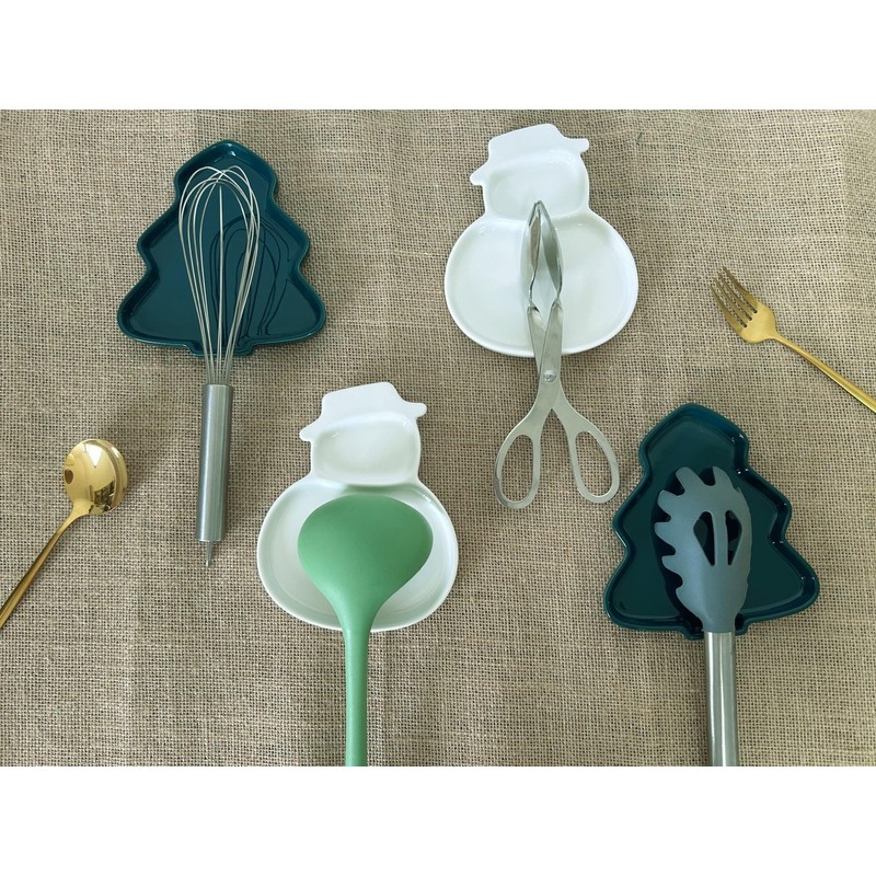 Cute Ceramic Spoon Rest & Holder for Stove Top, Christmas
