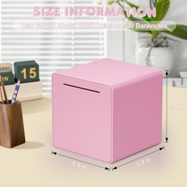 6" Piggy Bank for Adults for Savings, Assembly ABS Plastic Money Saving Box,Must Break to Open Adult Piggy Bank for Cash (Pink)