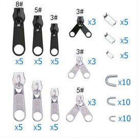 Zipper Repair Kit Zipper Replacement 85 Pieces with Zipper Install Pliers Tool and Zipper Extension Pulls for Clothing, Bags, Jackets, Tents, Luggage, Backpacks, Sleeping Bag