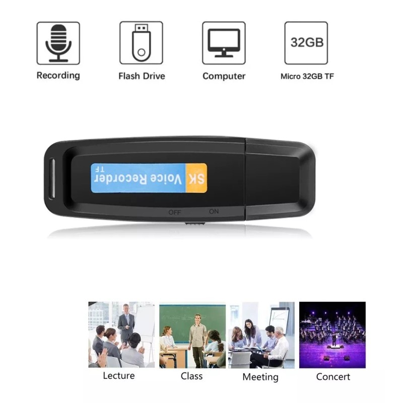 SK Grabadora De Sonido Usb Portátil Multifunción Flash Drive