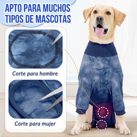 SlowTon Traje de Recuperación para Perros, Traje de Recuperación de Cirugía con Ajustable Cinta Mágica y Escote Alto Elástico, para Proteger Patas Delanteras y Cuello, Prevención de Lamidas y Arañazos