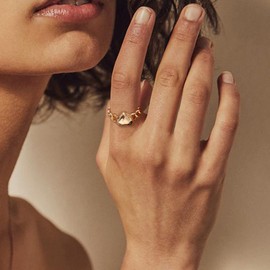 GDCOIN Gold Ring for Women Love Heart Stacking Rings,14k Gold Plated Link Chain,Promise Band Hypoallergenic,Size 6