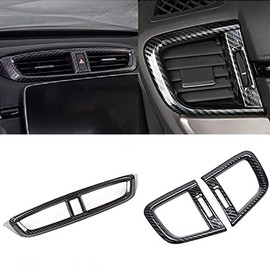 3PCS Carbon Fiber Texture Central Side Dashboard Air Vent AC Outlet Cover Fit for Honda CRV 2017 2018 2019 2020 2021 Car Interior Center Console Wind Outlet Panel Frame Trim Kits