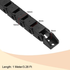 sourcing map R18 8x8mm Drag Chain Cable Wire Carrier Nylon Non-openable Type 1 Meter with End Connectors for Electrical CNC Router Machines