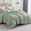 CozyLux Sage Green Comforter Set Queen Size, 3 Pieces Solid Breathable Quilted Style Bedding Sets, Luxury Fluffy Soft Microfiber Comforter for All Season(1 Comforter & 2 Pillowcases)