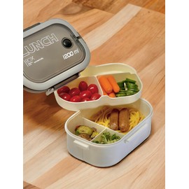 Elevate & Co. Lunch Box Meal Container with Utensils, leak proof 3 Compartments - Bento Box- Ideal for Meal Prep and Office - Microwave Safe, BPA-Free, Stackable Adult Lunch Container - White