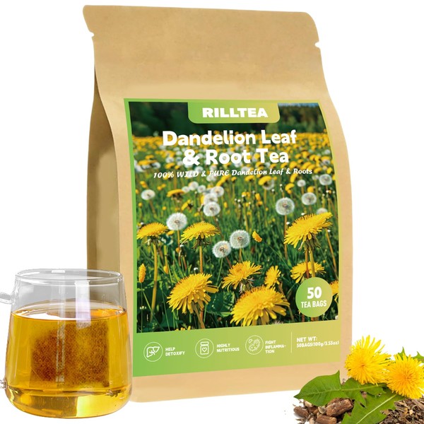 Rilltea Dandelion Leaf & Root Tea bags, 50 Teabags -