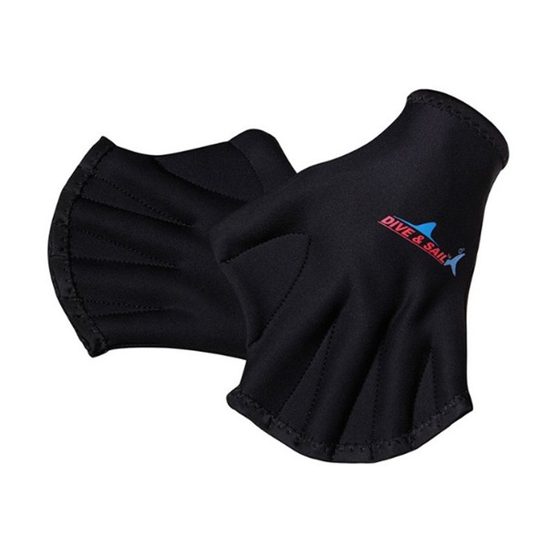 WINOMO 1 Pair Webbed Swimming Gloves Aquatic Traning Fit Paddles Water Resistance Diving Hand Web (Black)