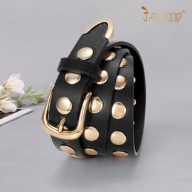 JASGOOD Women Fashion Leather Belt Punk Studded Belt for Jeans Pants Dresses
