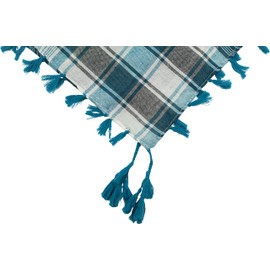 fashionchimp Women's Scarf with Decorative Tassels and Pattern Mix Embroidery Fringe Scarf Triangle Scarf, Checked Petrol