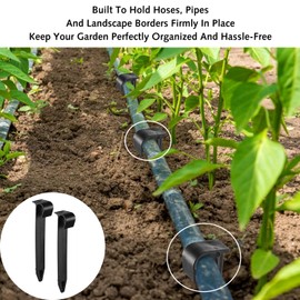 16 pcs Outdoor Garden Pegs for Drip Irrigation Line, Heavy-Duty Plastic Landscaping Stakes, Weeping Pipe, Anti-Pull Gardening Anchors, Universal