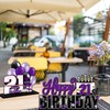 LINGTEER Happy 21st Birthday Purple Acrylic Table Topper Centerpieces Set