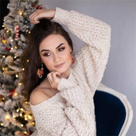 QLYOVWE Christmas Animal Earrings for Women Cute Farm Big Rooster Chicken Reindeer Earrings Spooky Black Cat Cattle Earrings Acrylic Light Earrings Fun Christmas Jewelry Gifts (Chicken)