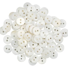 Hyakoz Pack of 80 12.5 mm Mother of Pearl Buttons Natural Shimmering Mother of Pearl Buttons 2 Hole Flat Buttons Mother of Pearl for Clothing, Crafts, Sewing, Scrapbooking and More