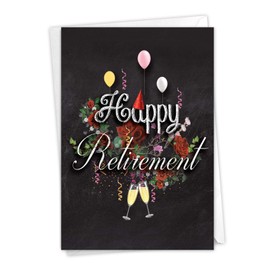 The Best Card Company - Happy Retirement Card with Envelope - Farewell Retiree Greeting - Chalk And Roses Retirement C6479CRTG