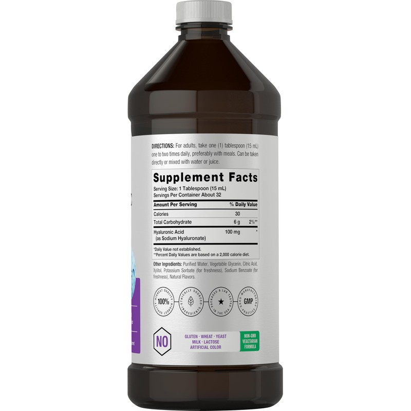 Horbäach Liquid Hyaluronic Acid Supplement | 100 mg | 16