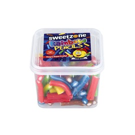 Sweetzone Rainbow Pencils - 170g Tub Pack of 4 Chewy Fruit Jellies - Experience the Irresistible Old Fashion Gummy Sweet Fruity Chews Delight - Perfect for kids and Adults!