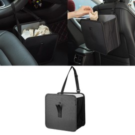 Tioollev Car Trash Can, Oxford Cloth Foldable Car Trash Bin Hanging, 1.85 Gallon Capacity Garbage Bag Organizer, Leak-Proof Waterproof Auto Storage Container (Large)