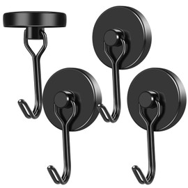 MIKEDE Black Strong Magnetic Hooks, 80LB+ Swivel Swing Magnetic Hooks Heavy Duty, Cruise Hooks Neodymium Magnets with Hooks for Hanging, Home, Metal Door, Office and Garage - Pack of 4