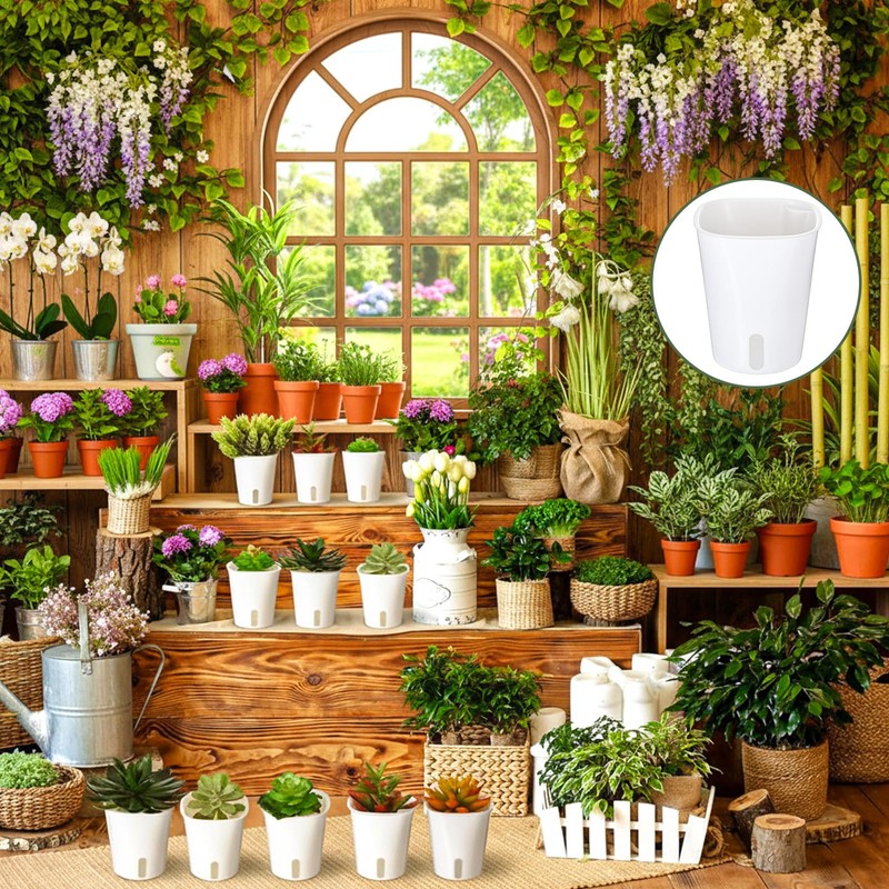 Meyeyaia 18 Pcs Self Watering Pots 3 Sizes Plastic Self