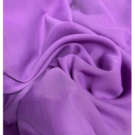 Plain 100% Polyester Chiffon Sheer Soft Fabric (Lilac, 2 Meter)