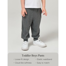 EASWEET Bamboo Viscose Boys' Pants for Infant and Toddler Soft and Comfy Pants for Kids, Dark Heather Grey, 6-12 Months