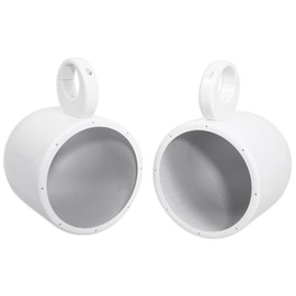 Pair Rockville 7.7" White Aluminum Wakeboard Tower Speaker Pod Enclosures (MAC80W)