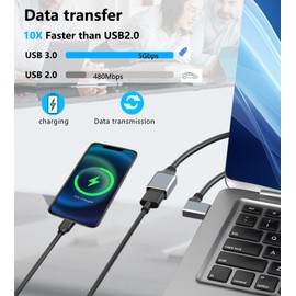 LANMINGLEL Short USB 3.0 Male to Female Cable,90 Degree USB 3.0 Extension Cable,5 Gbps Type A Extender Data Cord, Aluminum Alloy Shell for Tight Spaces,TV,PC,Laptop, Gaming 0.3M (Right)