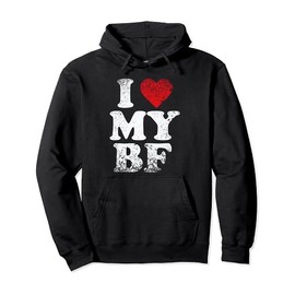 I Love My Boyfriend I Heart my BF Vintage Red Heart Design Pullover Hoodie
