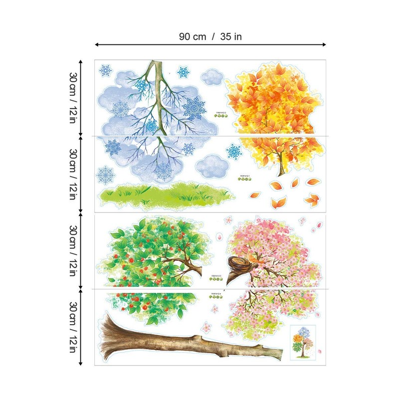 ufengke Four Seasons Tree Wall Stickers Removable Vinyl Wall Decals