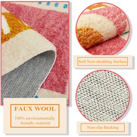 Lukinbox Boho Round Rug - 4Ft Sun Washable Rugs for Bedroom, Soft Non-Slip Circle Living Room Rugs, Colorful Rainbow Circular Throw Rug Area Carpets for Kids Room Playroom Nursery Dinning Room