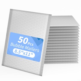 Bubble Mailers, 8.5x11 Waterproof Padded Envelopes - 50Pack Self Seal Bubble Envelopes, Shipping Envelopes for Small Business, Envelope Mailers for Jewelry Gifts, White