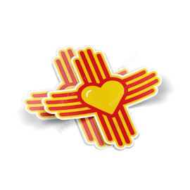 Zia Sticker Set: New Mexico Heart Zia Symbol 4" Car Window Decal for Car