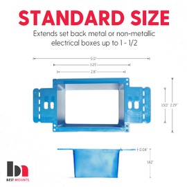 BestMounts - 10 Pack Electrical Power Outlet Box Extender Kit – Single Gang Box Extender - Single Receptacle Heavy Duty Plastic (Blue)