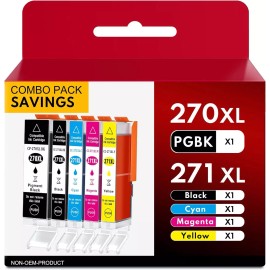 For Canon 5Pc PGI-270 CLI-271 Bk Color Ink Cartridge compatible with Canon MG6821 MG6822