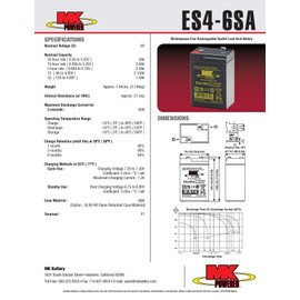 MK Battery ES4-6SA Maintenance-Free Rechargeable Sealed Lead-Acid Battery