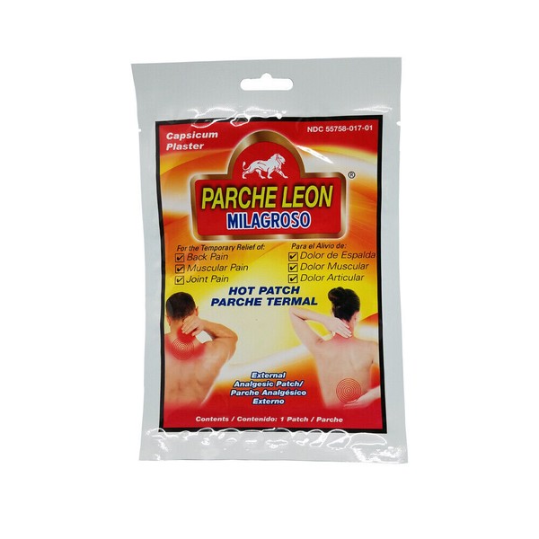 Parche de Leon Topical Analgesic Hot Patch. Pain Relief. With Menthol.