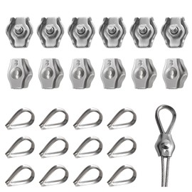 YEYIT Pack of 24 Wire Rope Clamps 3 mm Stainless Steel 304 Cable Clamp Wire Clamp Rope Clamp M3 Simplex Clamp 304 Wire Rope Clamps M3 for Wire Rope Steel Cable Washing Line Tensioner Awning Fixed