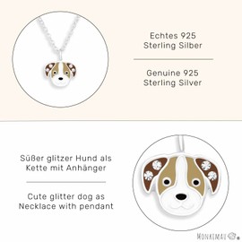 Monkimau Women's Necklace with Dog Pendant Made of 925 Sterling Silver Dog Necklace Silver Women Charm Chain Jewellery Gifts for Children Girls Women, Stainless Steel