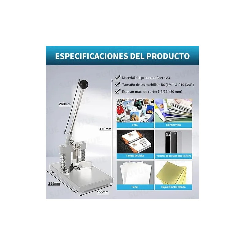 Cortador Redondeador De Esquinas Manual Con 2 Troquele