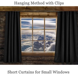 DONREN 20 Inch Length Curtains Vlances- 2 Panels Blackout Thermal Insulating Small Curtain Tiers for Bathroom Rod Pocket Top (Black,24 Wide by 20 Inches Long)