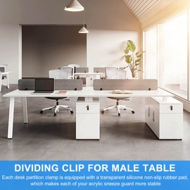 PRATYAHARA 2 Pcs Office Desk Divider Clamp Privacy Screen Clip Holder Bracket Screen Baffle Clamp Partition for Table Clamp -Black