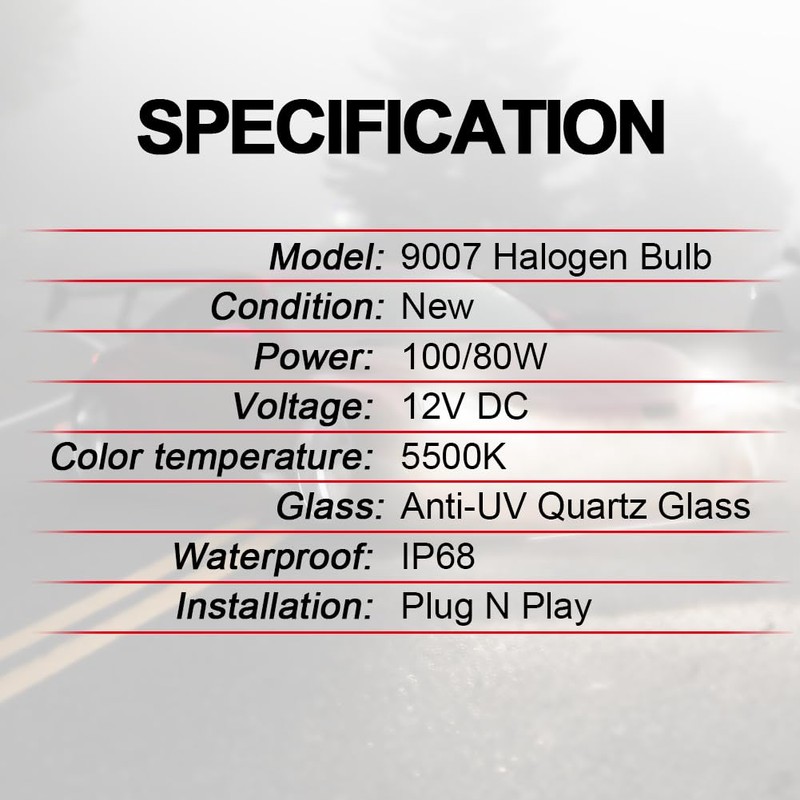 WinPower 9007 HB5 Halogen Bulbs, 100/80w 5500K White High Performance