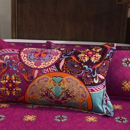 Freyamy Bohemian Cushion Cover 40 x 80 cm Set of 2 Boho Style Fuchsia Turquoise Colourful 100% Microfibre Pillowcases Pillowcase 40 x 80 cm 2 Pieces