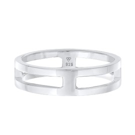 Kuzzoi Solid men's ring (6 mm) puristic design, band ring for men made of 925 sterling silver, polished silver, lifestyle ring, modern solid, ring size 60-66, 0605792421, 925 sterling silver,