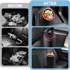 BPTAKOO Car Trash Can, Leak-Proof Car Organizer and Storage Bag, 4L Foldable Multipurpose Car Accessories Trash Garbage Bin for Women Man for Car/Home/Office, Black