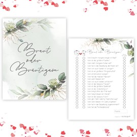 25 x Bride or Groom Wedding Quiz Wedding Game Wedding Games for Guests Wedding Game Bride and Groom Wedding Gift Wedding Party Boho