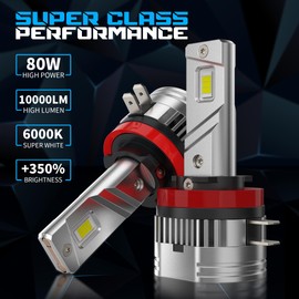 D-Lumina H11B - Bombillas LED antiniebla, 10000 lúmenes, 80 W, 6000 K, color blanco, 350% de brillo, súper brillante H11B H8B H9B foco LED de repuesto Plug and Play para Kia, IP68 luz impermeable con
