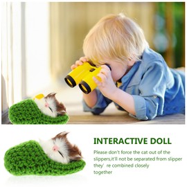 SUPVOX Sleeping Cat Toy Small Cat Stuffed Animal Plush Toy Kitten with Meows Sound (Random Color Cat in Slipper)