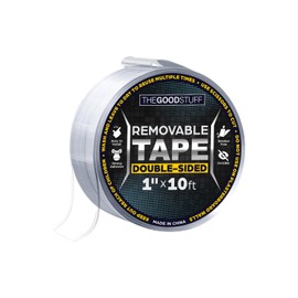 The Good Stuff Double Sided Tape Heavy Duty [1" x10ft'] Transparent Nano Tape for Mounting - Reusable 2-Sided Mounting Tape - Caution This Tape is Strong - NOT for Painted Walls